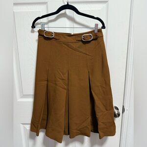 rag & bone Tan A-Line Skirt with Buckle Detail
